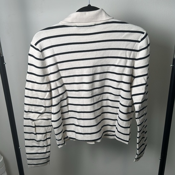Loft Navy and White Collared Button Down Preppy Sweater Jacket Size Small - Picture 6 of 7